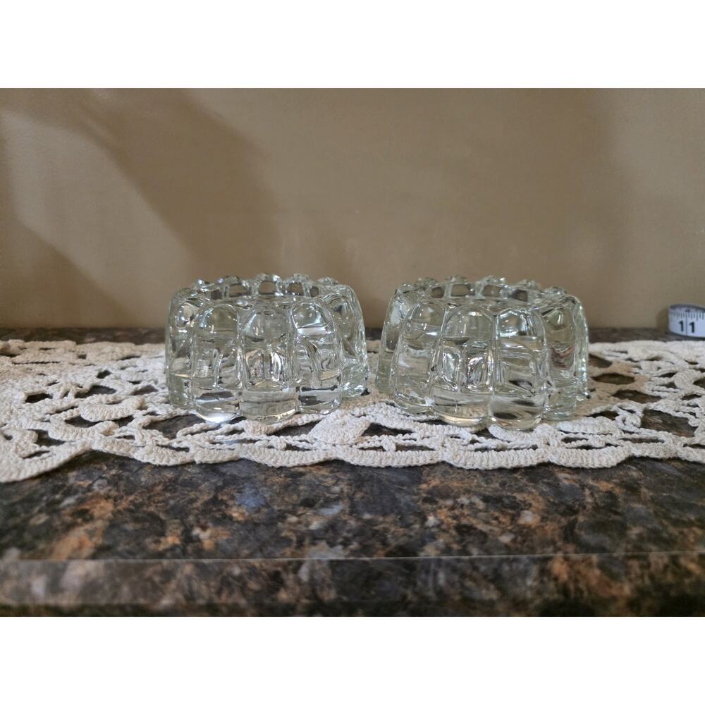 Clear Glass Decorative Candle Holder Pair 2.5 Inch Glossy Finish Tea Light